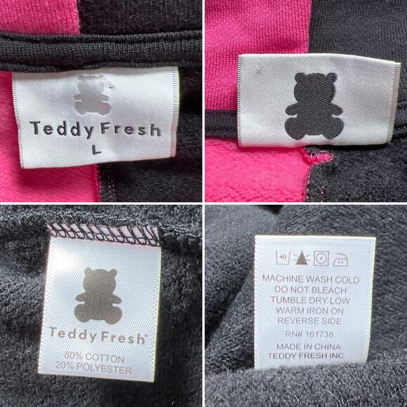 Teddy Fresh Frenemies Limited Edition Hoodie SIZE L Black Pink Split Colorblock - Picture 4 of 15